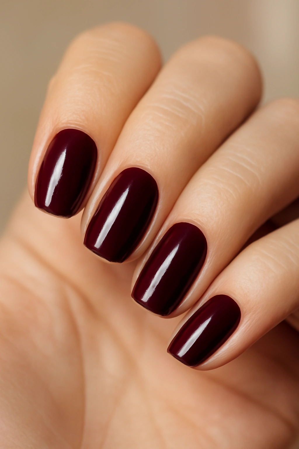 Burgundy wine nails on a neutral backdrop