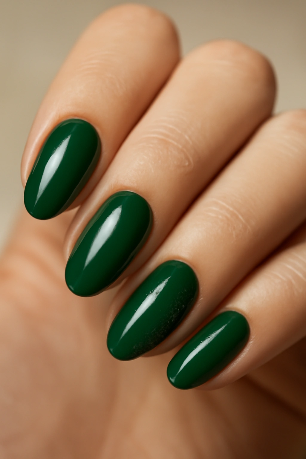 Emerald nails with gemstone gloss close-up manicure