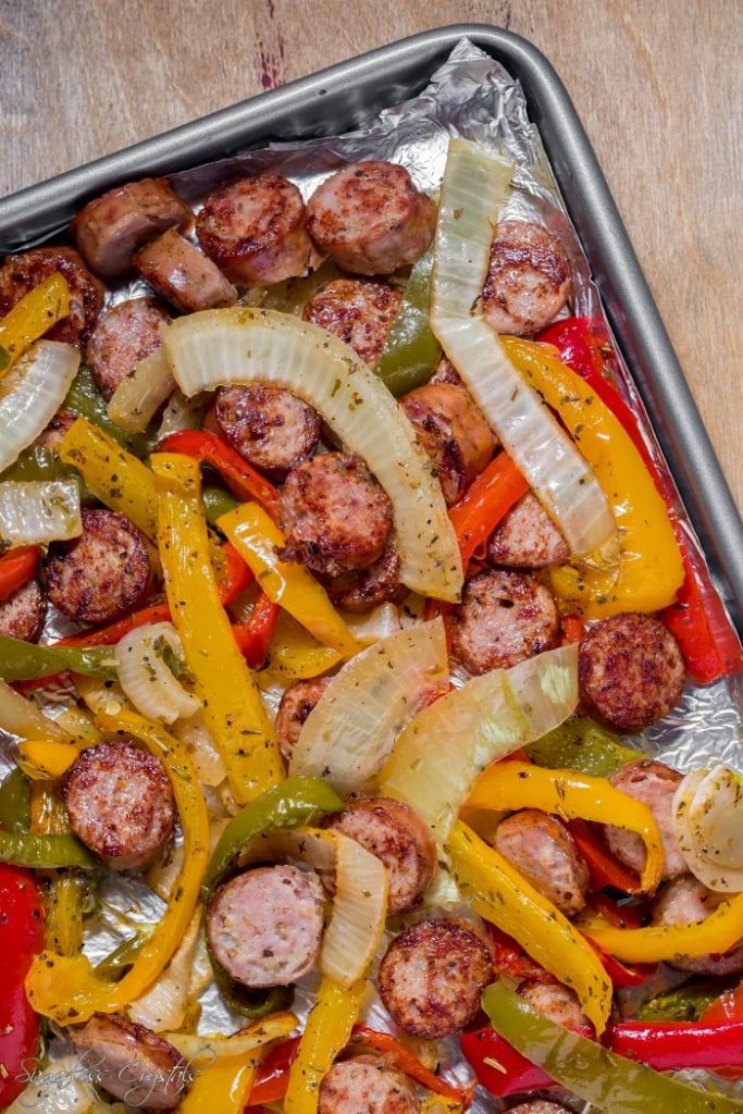 Sheet Pan Sausage Peppers and Onions
