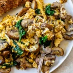 Delicious Mushroom Spinach Scrambled Eggs