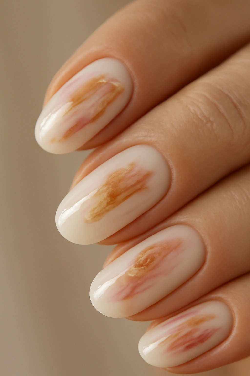Milky nails with abstract art on a milky base
