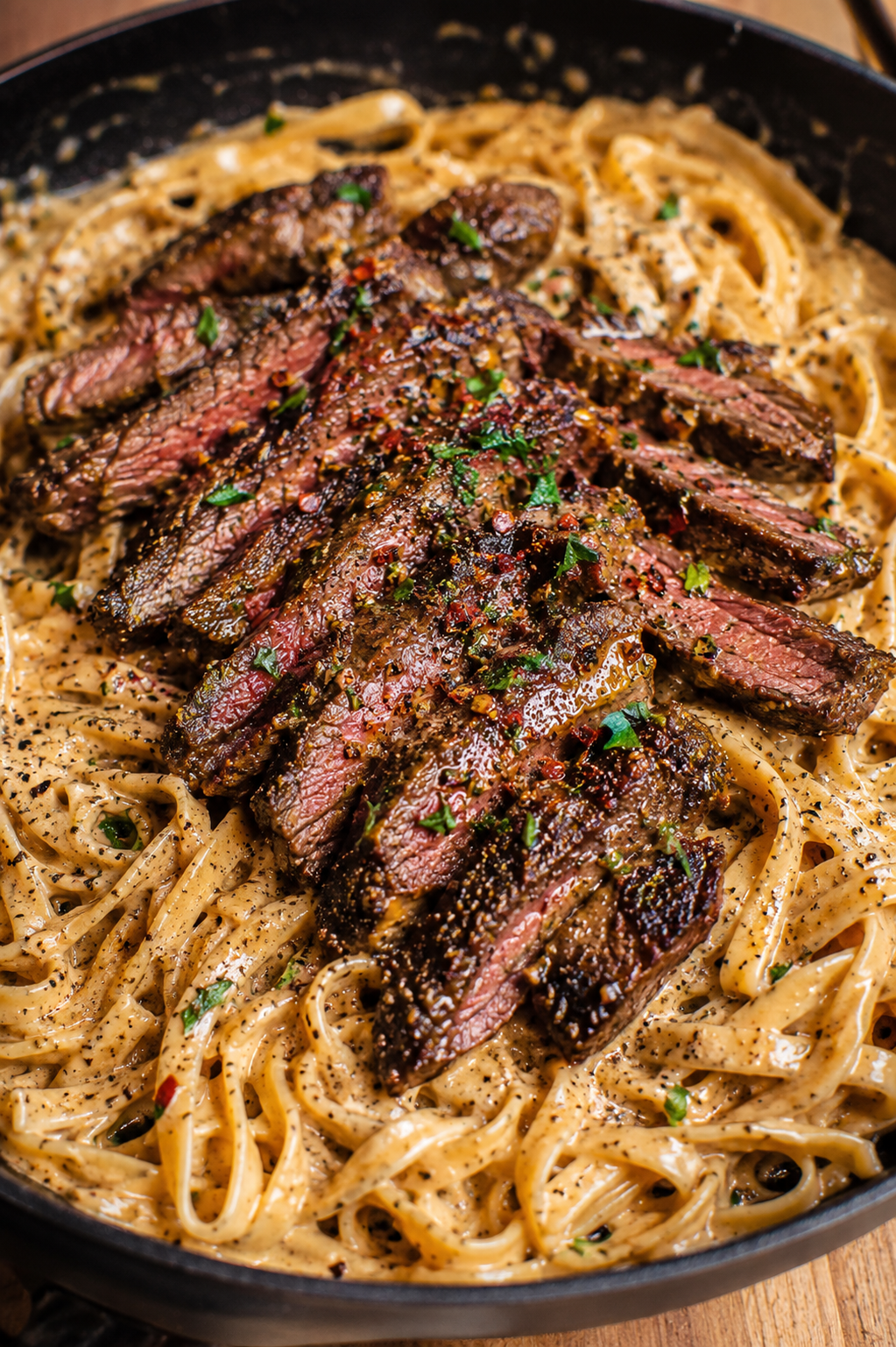 Spicy Black Steak Alfredo Recipe