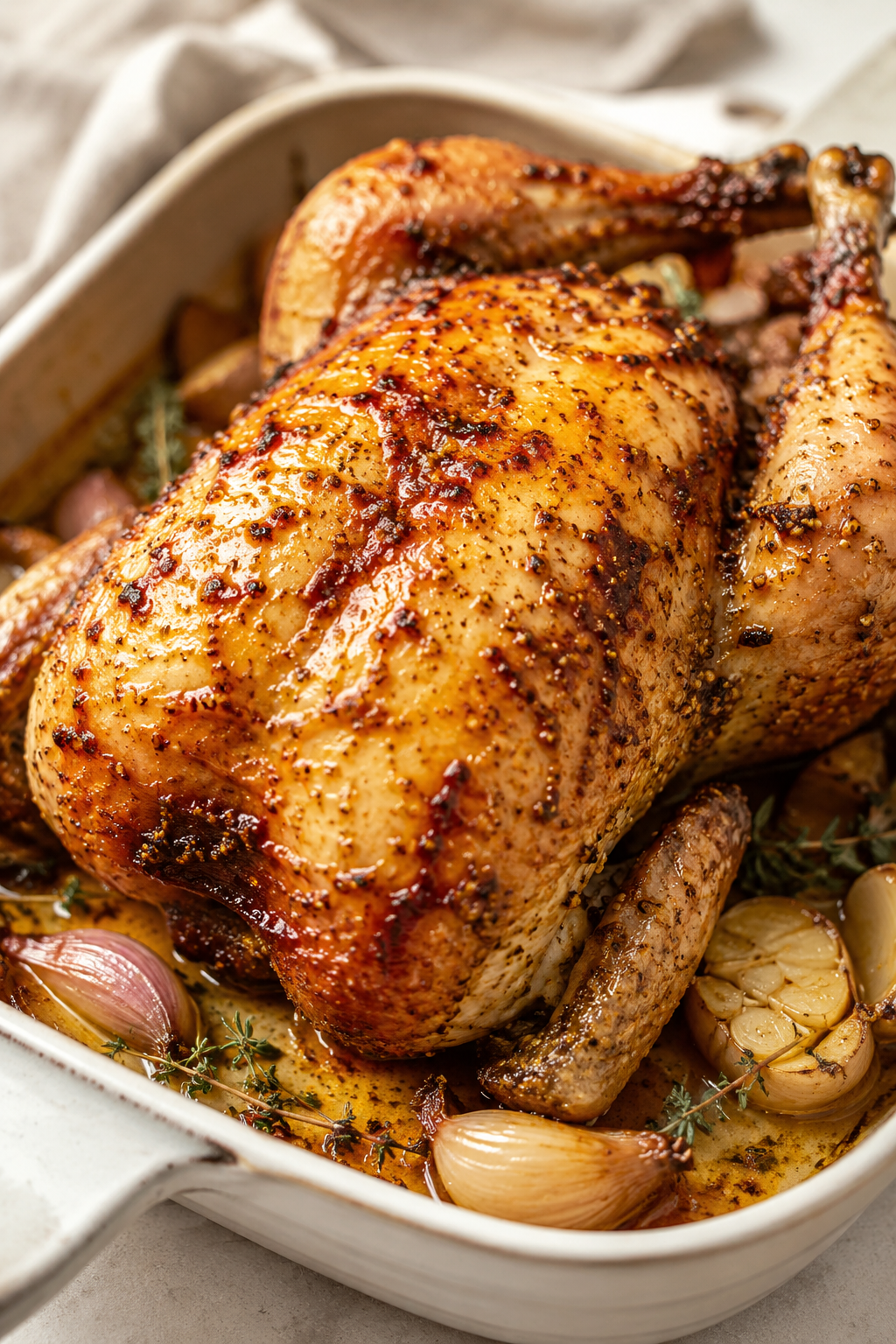 Roasted Chicken With Mustard Glaze