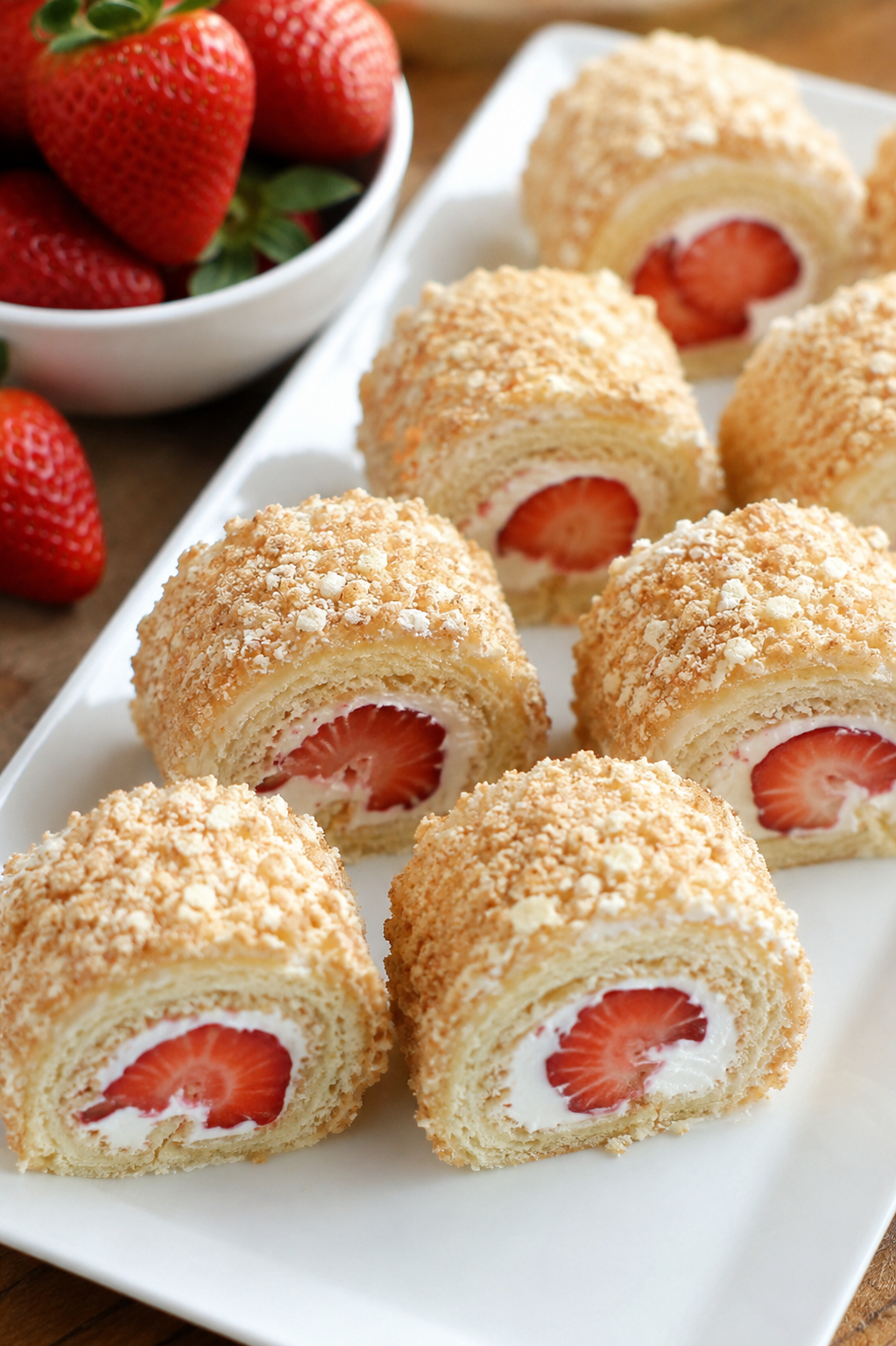 Strawberry Shortcake Sushi Rolls