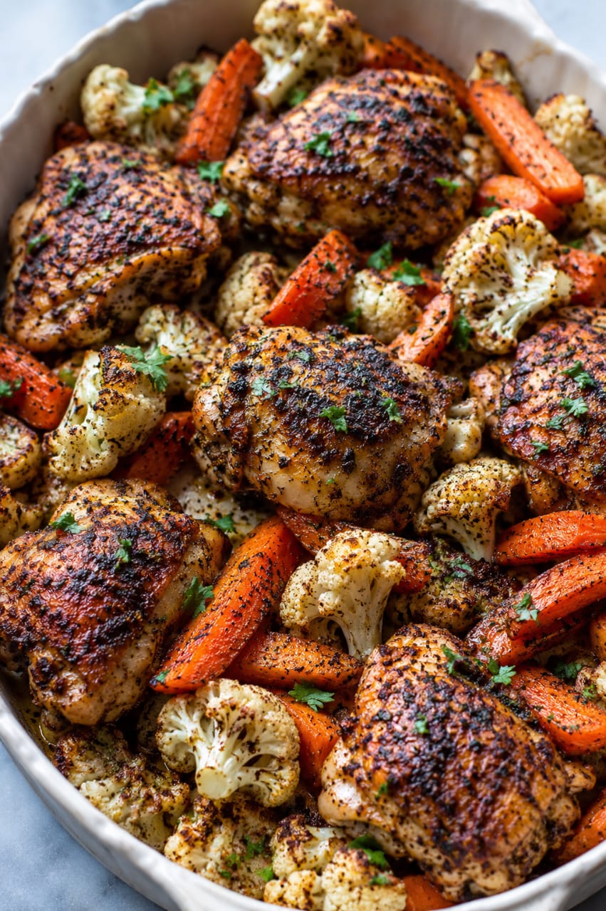 Sumac Chicken With Cauliflower And Carrots