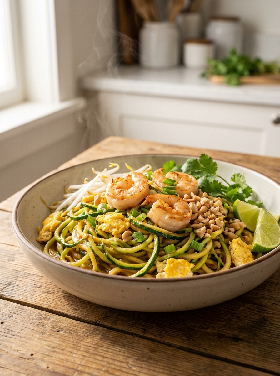 Zucchini Noodle Pad Thai With Shrimp